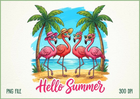 Download Hello Summer Flamingo Beach Design - Beach design Collection
