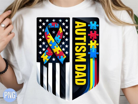 Download Autism Dad American Flag Ribbon PNG - American flag ribbon Collection